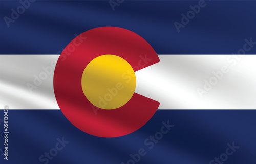  Colorado State Flag illustration. Colorado Flag. Waving Colorado State Flag. 

