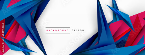 Minimal geometric abstract background. Low poly dynamic triangle design. Trendy techno business template for wallpaper, banner, background or landing