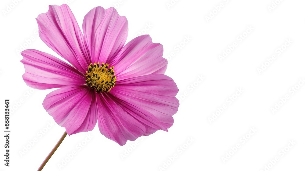 Magenta Cosmos Flower in Studio Setting on White Background with Deep Focus Magenta Cosmos Flower in Studio Setting on White Background with Deep Focus
