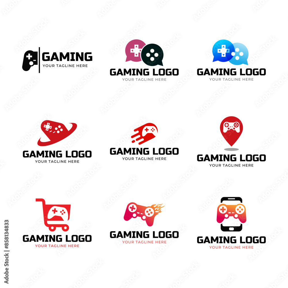 Set of Game console and video games stick logo design template Set of Game console and video games stick logo design template