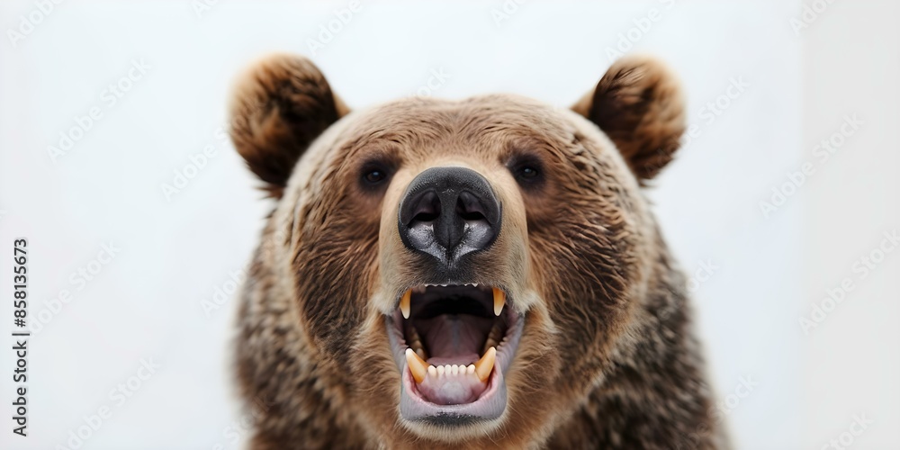 Cheerful Bear with Large Grin and Teeth Against White Background. Concept Happy Bear, Large Grin, Teeth, White Background Cheerful Bear with Large Grin and Teeth Against White Background. Concept Happy Bear, Large Grin, Teeth, White Background