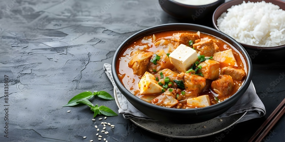 Εκτύπωση καμβά Korean Kimchi Stew with Pork, Tofu, and Rice A Traditional Delight