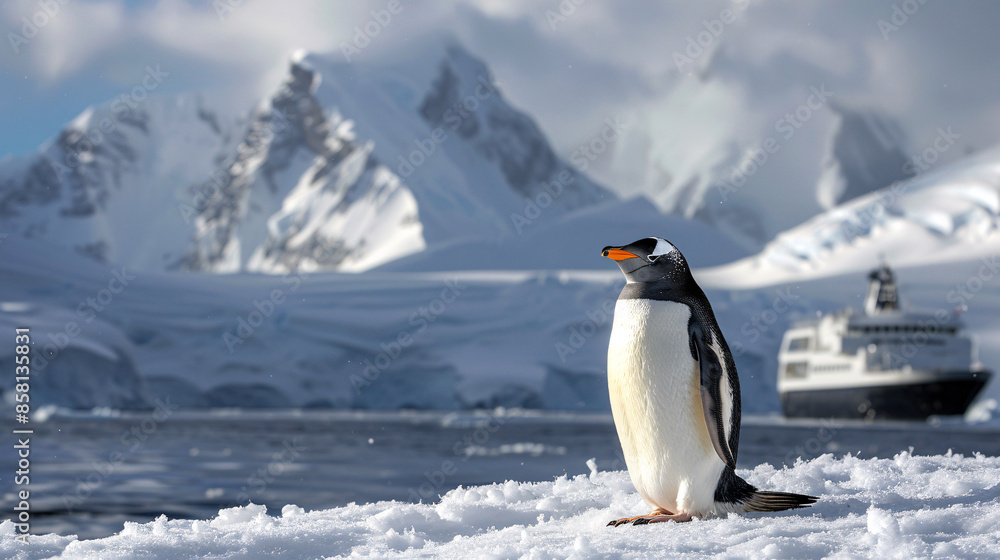 Naklejka premium a penguin standing in the snow