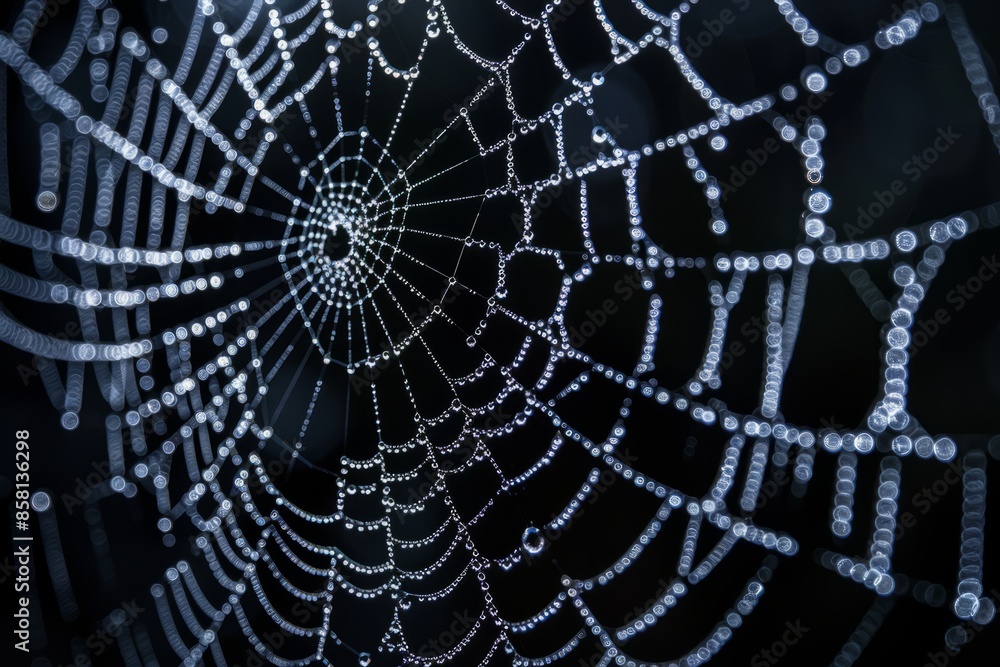 Naklejka premium Capture the intricate symmetry of a spider's web, each strand a masterpiece of natural architecture woven with meticulous precision.