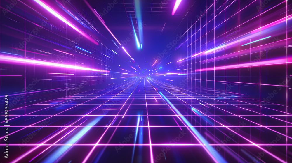 a purple and blue grid with lights a purple and blue grid with lights