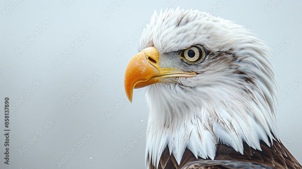 Bald eagle with American flag in the background, representing patriotism and national pride, suitable for national holidays and events. Bald eagle with American flag in the background, representing patriotism and national pride, suitable for national holidays and events.