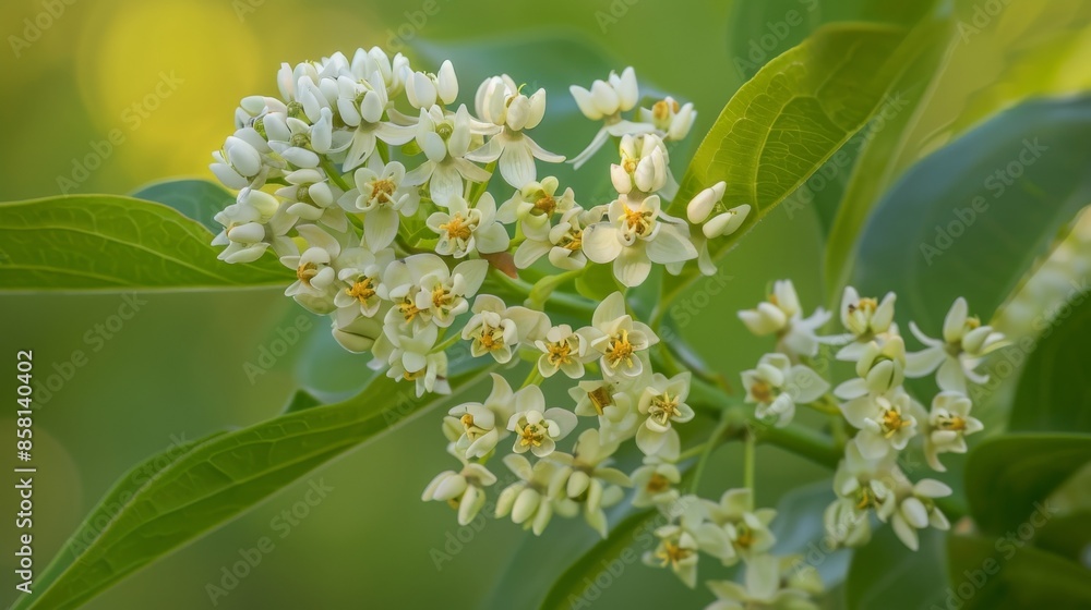 Fototapeta premium A bunch of white flowers with yellow centers