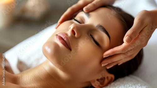 A woman is getting a facial treatment