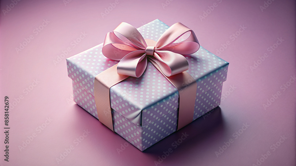 Obraz premium Colorful pattern gift paper in a gift box with ribbon