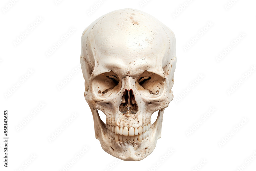 Realistic human skull isolated on a transparent background. ideal for Halloween, medical studies, and anatomy reference. Realistic human skull isolated on a transparent background. ideal for Halloween, medical studies, and anatomy reference.