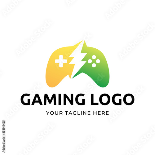 Game console and video games stick logo design template logo.