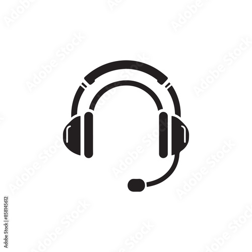 Hand drawn illustration of headphones isolated on white background. Design element for poster, t shirt, card, emblem, sign, badge