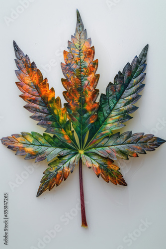 Intricate photorealistic marijuana leaf with oil extract, vibrant and natural,