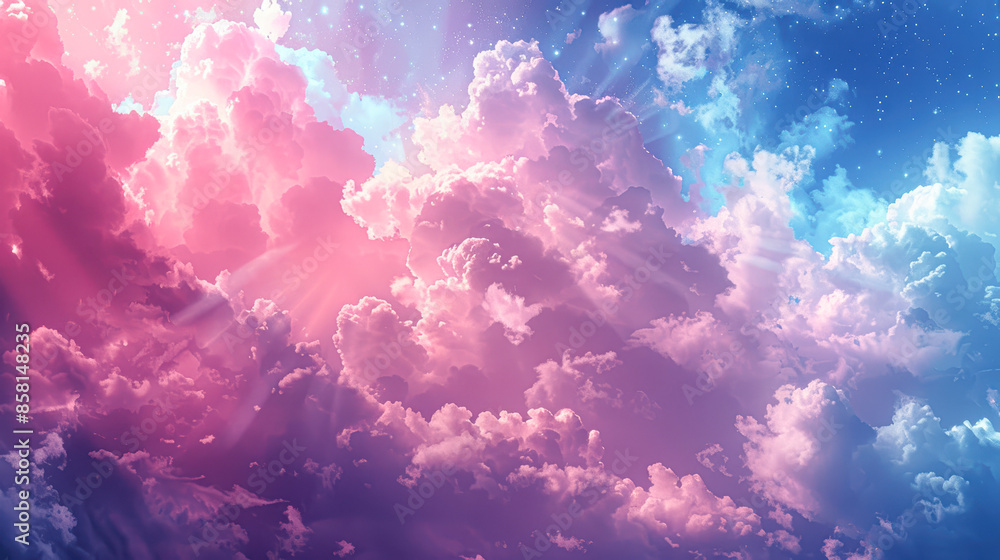 A colorful sky with pink and blue clouds A colorful sky with pink and blue clouds