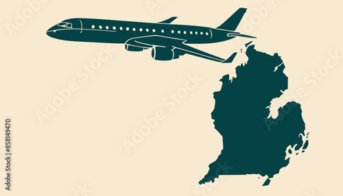 Michigan Travel Poster with Airplane: Explore the Great Lakes State