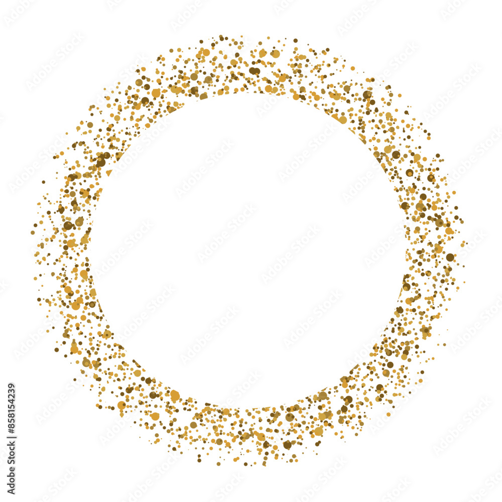 White circle with gold sparkles dust isolated on transparent background. White circle with gold sparkles dust isolated on transparent background.