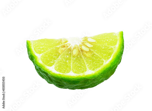 Sliced bergamot isolated on white background. photo