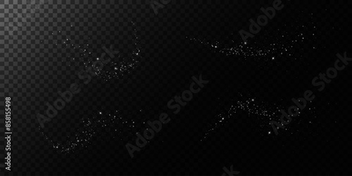 Sparks of dust and stars shine with special light. Vector sparks on transparent dark background. Christmas light effect. Sparkling particles of magic dust.	