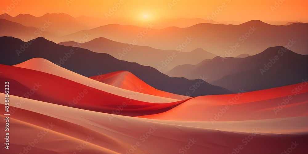 Vibrant sunset light reflects off layered paper with mountain range shadows. Concept Paper art, Sunset photography, Landscape shadows, Mountain silhouettes, Vibrant colors Vibrant sunset light reflects off layered paper with mountain range shadows. Concept Paper art, Sunset photography, Landscape shadows, Mountain silhouettes, Vibrant colors
