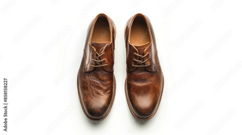 Pair of brown shoes isolated on white background with blank area Pair of brown shoes isolated on white background with blank area