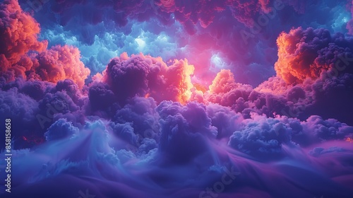 A colorful sky with clouds that are pink, purple, and blue
