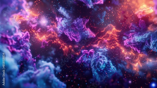 Otherworldly abstract space background with vibrant hues and cosmic formations, igniting the imagination photo
