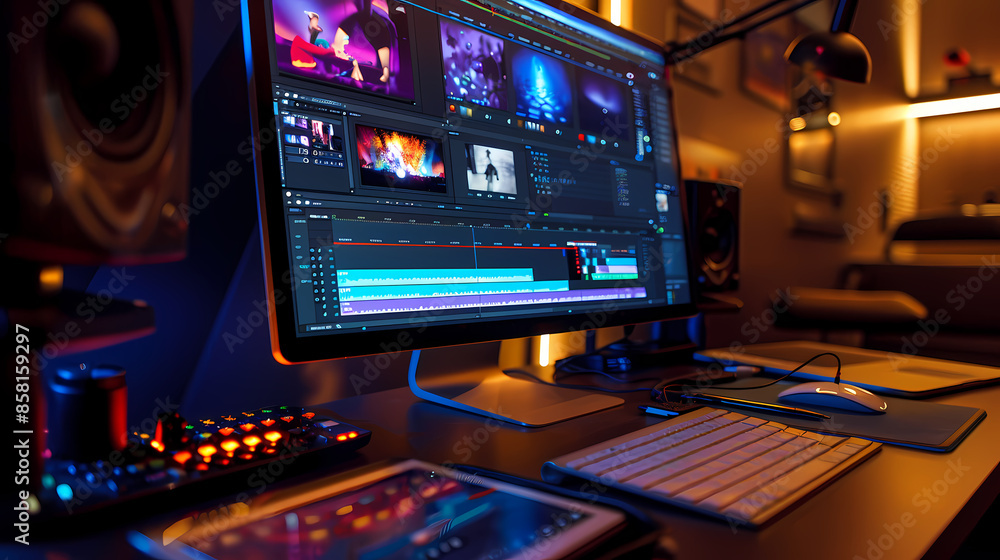 Obraz premium Modern Video Editing Station