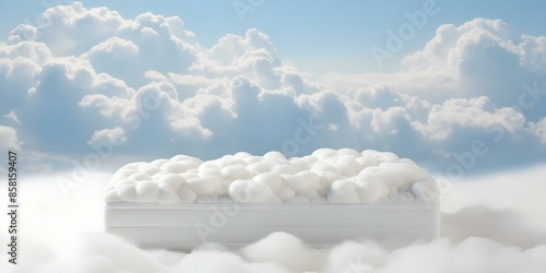 Orthopedic white mattress like a cloud for sweet dreams. Concept Orthopedic White Mattress, Cloud-Like Comfort, Sweet Dreams, Orthopedic Support, Dreamy Sleep photo