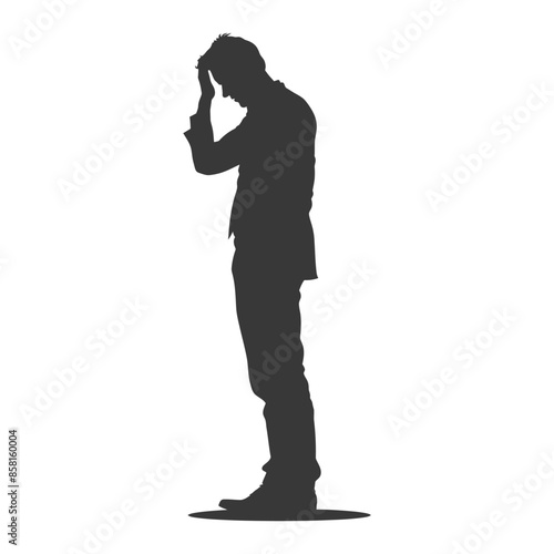 Silhouette of Man with Head in Hands: Despair, Stress, Anxiety, Depression Icon