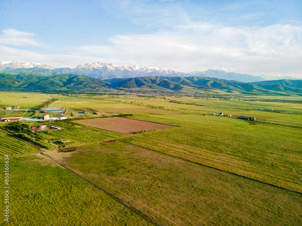 Aerial photography of fields at the foot of the mountains. Aerial photography of fields at the foot of the mountains.