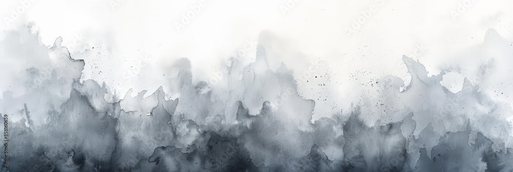 Abstract Watercolor Painting with Grey and White