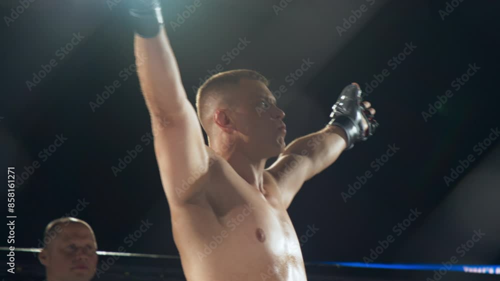 Kickboxing Referee Announcing the Winner of an Intense Fight Between ...