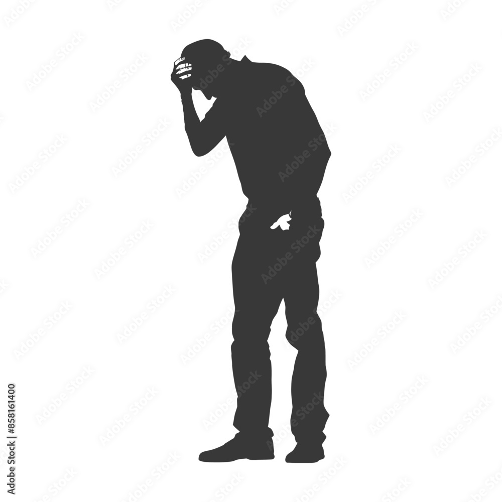 silhouette elderly man holding headache in pain black color only silhouette elderly man holding headache in pain black color only
