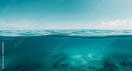 Tranquil Underwater Ocean View with Clear Blue Water, Peaceful Relaxation Nature