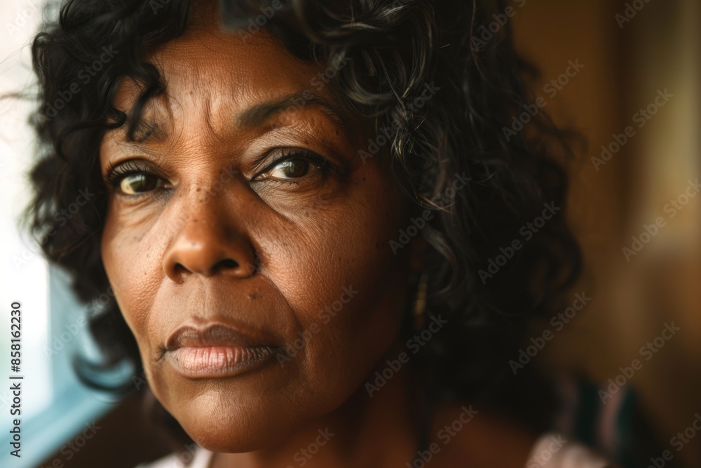Mature woman serious face portrait Mature woman serious face portrait