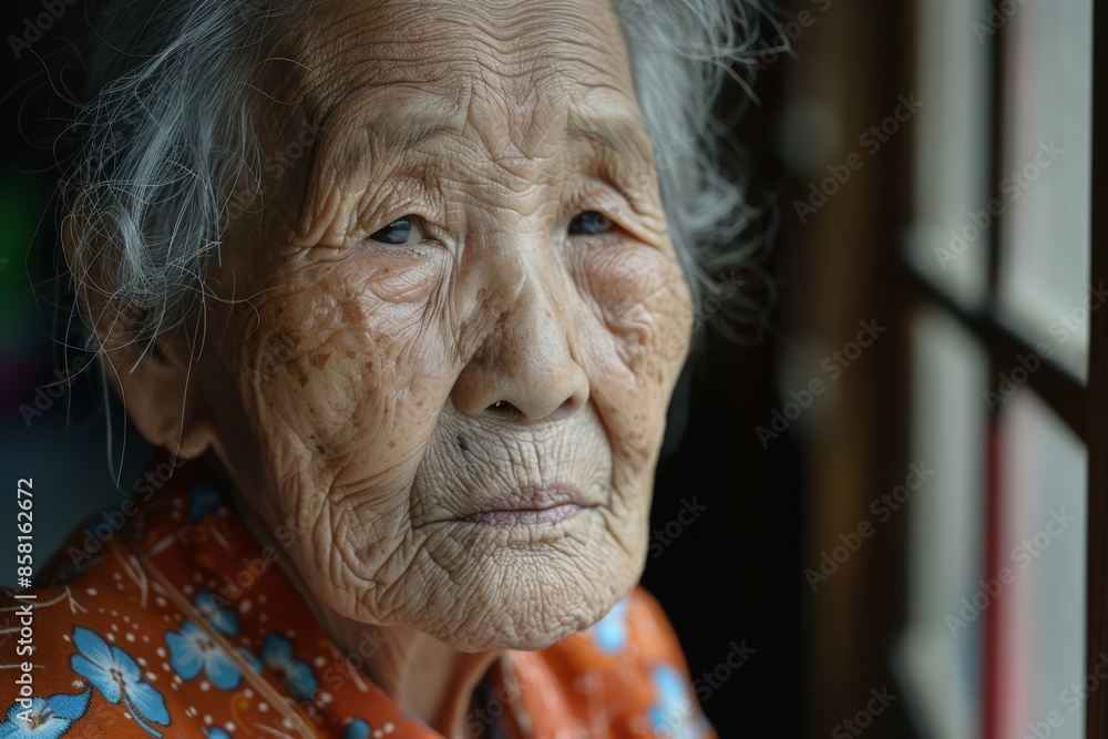 Elderly woman serious face portrait Elderly woman serious face portrait