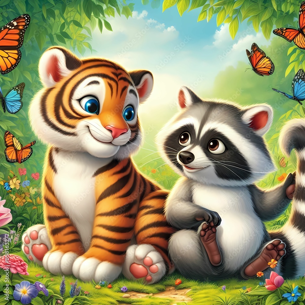 Tiger and racoon Tiger and racoon