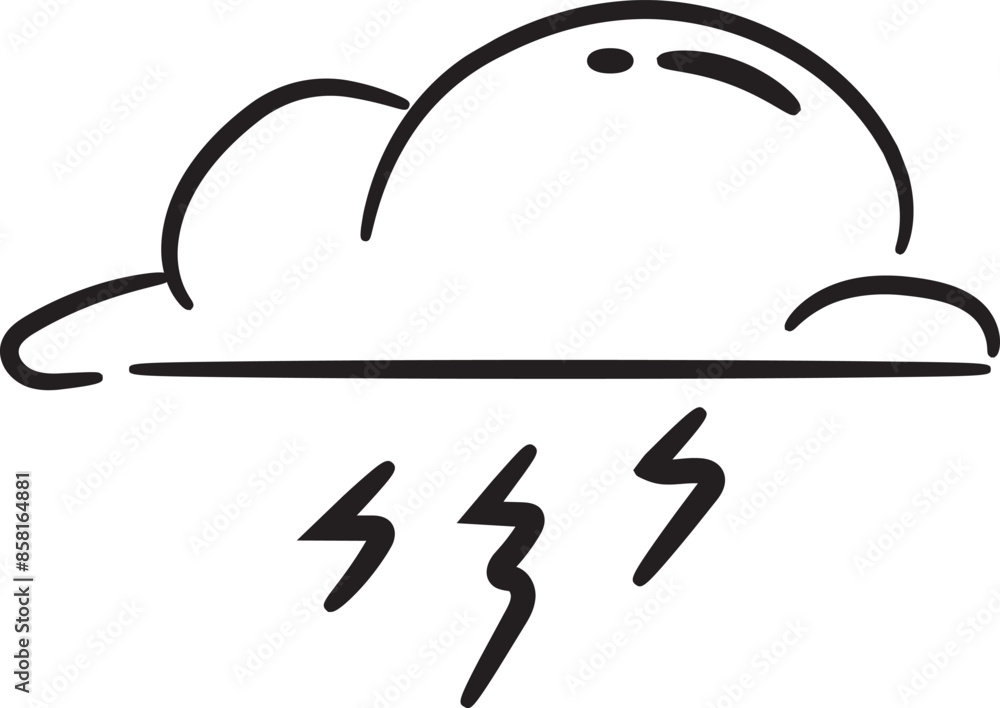 Illustration of a hand-drawn thundercloud icon Illustration of a hand-drawn thundercloud icon