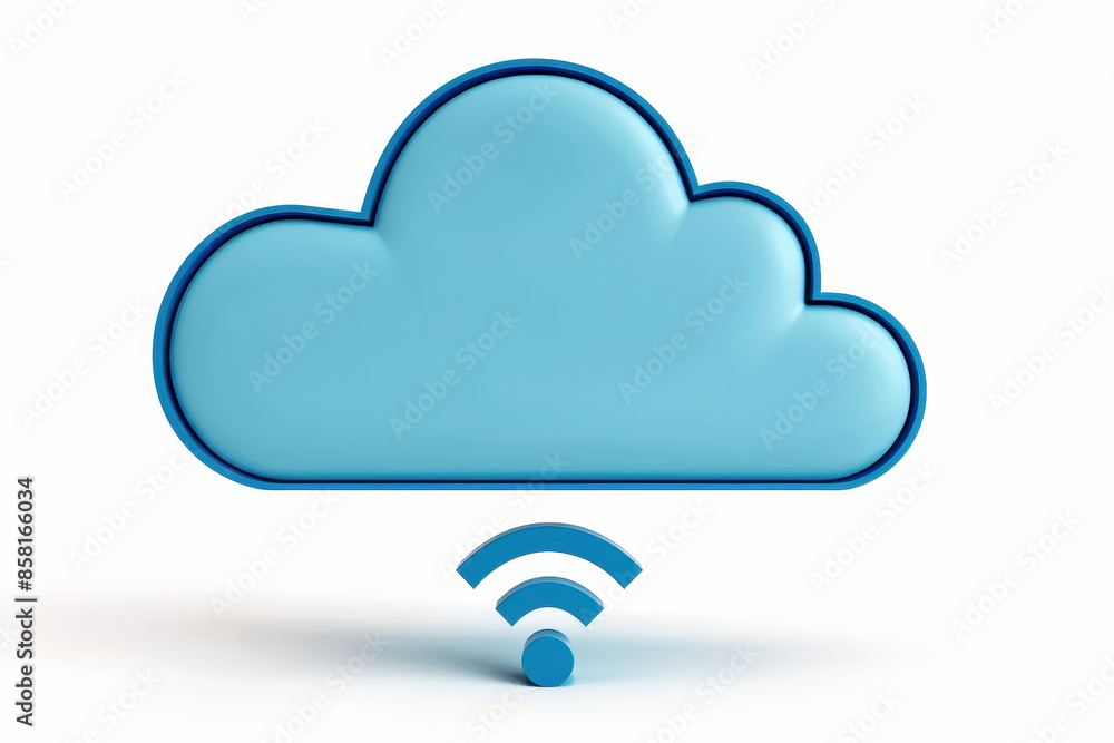 A blue cloud icon with a wifi signal underneath, representing cloud computing and wireless connectivity. A blue cloud icon with a wifi signal underneath, representing cloud computing and wireless connectivity.
