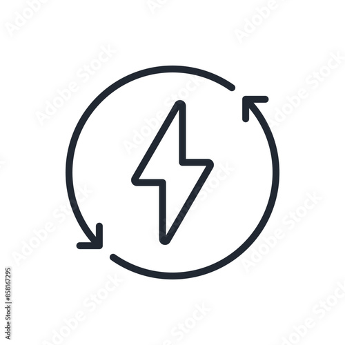 Lightning and energy concept editable stroke outline icon isolated on white background flat vector illustration. Pixel perfect. 64 x 64