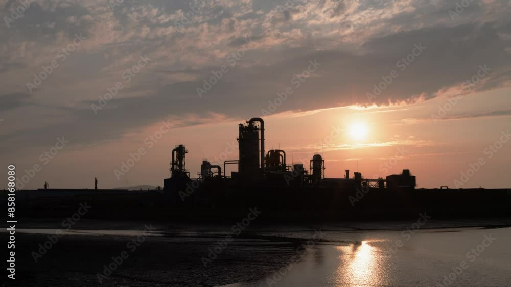 Factory built by the sea and sunset
Factory built by the sea and sunset