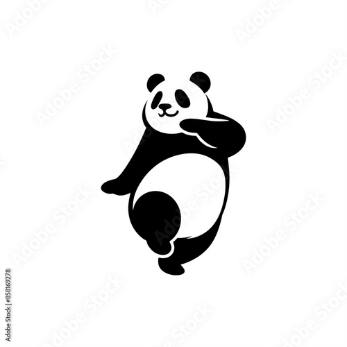 silhouette of cute panda dancing