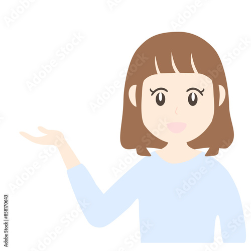 手を差し出し案内する女性のイラスト素材