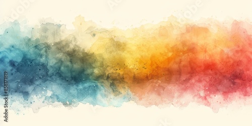 Abstract Watercolor Background with Blue, Yellow, and Red Colors
