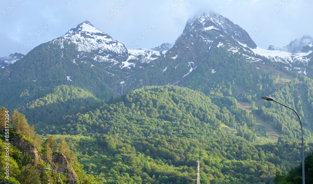 Fototapeta premium Rosa Khutor mountains panoramic view landscape