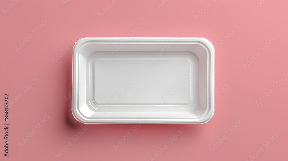Vector white empty plastic tray for food packaging on isolated background, top view. Vector white empty plastic tray for food packaging on isolated background, top view.