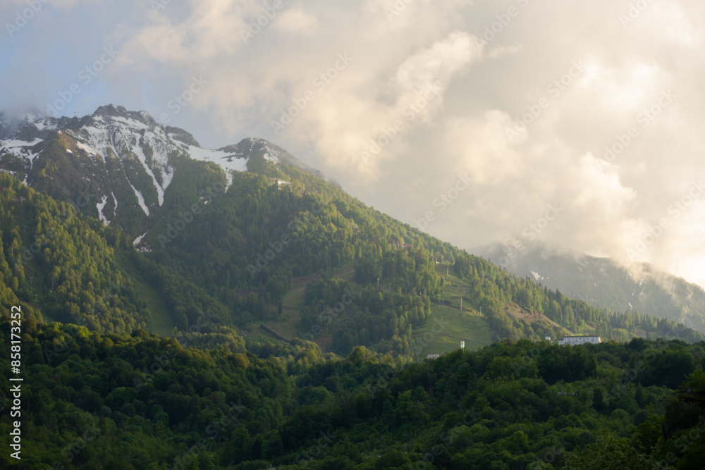 Rosa Khutor mountains panoramic view landscape Rosa Khutor mountains panoramic view landscape