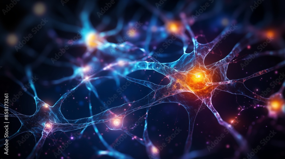 Visualization of Active Neural Network with Glowing Neuron Connections. Visualization of Active Neural Network with Glowing Neuron Connections.