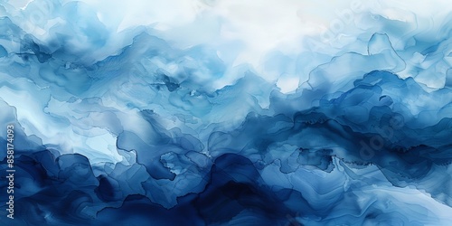 Abstract Blue Ink Landscape