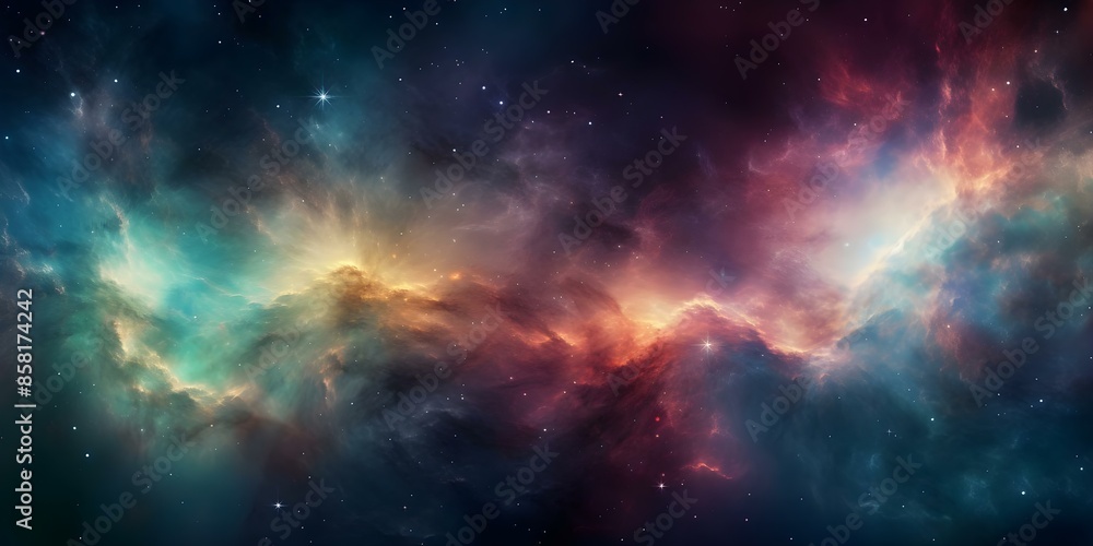 Vibrant highdefinition image of colorful nebula with shimmering stars. Concept Space, Nebula, Stars, Astronomy, Colorful